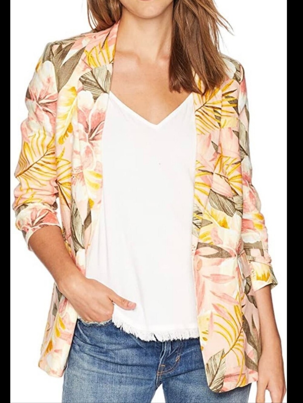 NWT Joie 100% Linen Floral Blazer Size 4 Resort Tropical Jacket Garden Party